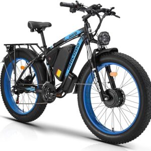 PHILODO Electric Bike for Adults, 48V 22Ah Fat Tire Ebike Dual Motor AWD 2000W 35MPH Electric Bicycles 21-Speed with Ignition Lock Hydraulic Disc Brake