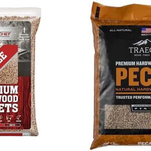 Camp Chef Orchard - Pellets para barbacoa de manzana, 20 libras Bag & Traeger Grills Pecan 100% natural para ahumadores y parrillas de pellets, barbacoa, hornear, asar y parrilla, bolsa de 20 libras