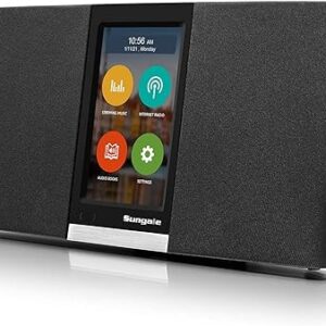 Sistema operativo actualizado, CPU de cuatro núcleos, radio de Internet WiFi de 3ª generación Sungale con pantalla táctil de fácil operación de 4.3 pulgadas, escucha tu música favorita de miles de estaciones de radio por Internet, transmisión de música, audiolibros